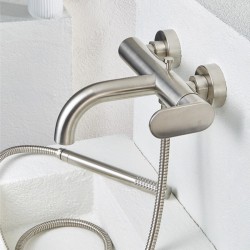 Μπαταρία Λουτρού Armando Vicario Slim Inox 500100-110 με Tηλέφωνο Anticalcare, Επίτοιχο Στήριγμα Τηλεφώνου και Άθραυστο Σπιράλ 1,5m Μπαταρία Λουτρού Armando Vicario Slim Inox 500100-110 με Tηλέφωνο Anticalcare, Επίτοιχο Στήριγμα Τηλεφώνου και Άθραυστο Σπιράλ 1,5m